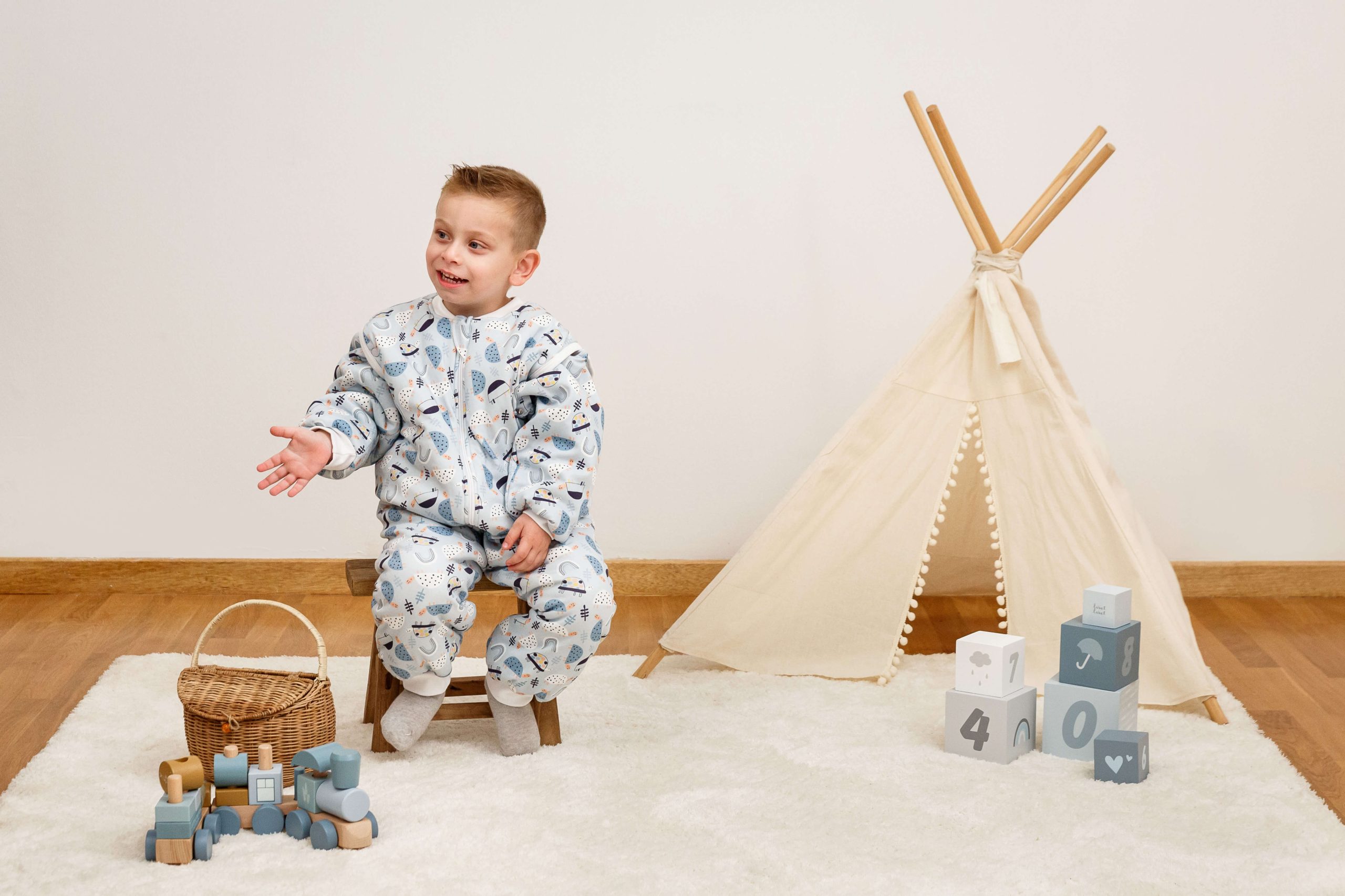 Tender Παιδικός Υπνόσακος Classic 2.5 Tog Με Πόδια Και Αποσπόμενα Μανίκια Από Οργανικό Βαμβάκι Eco Turtle Σιέλ 2581-1