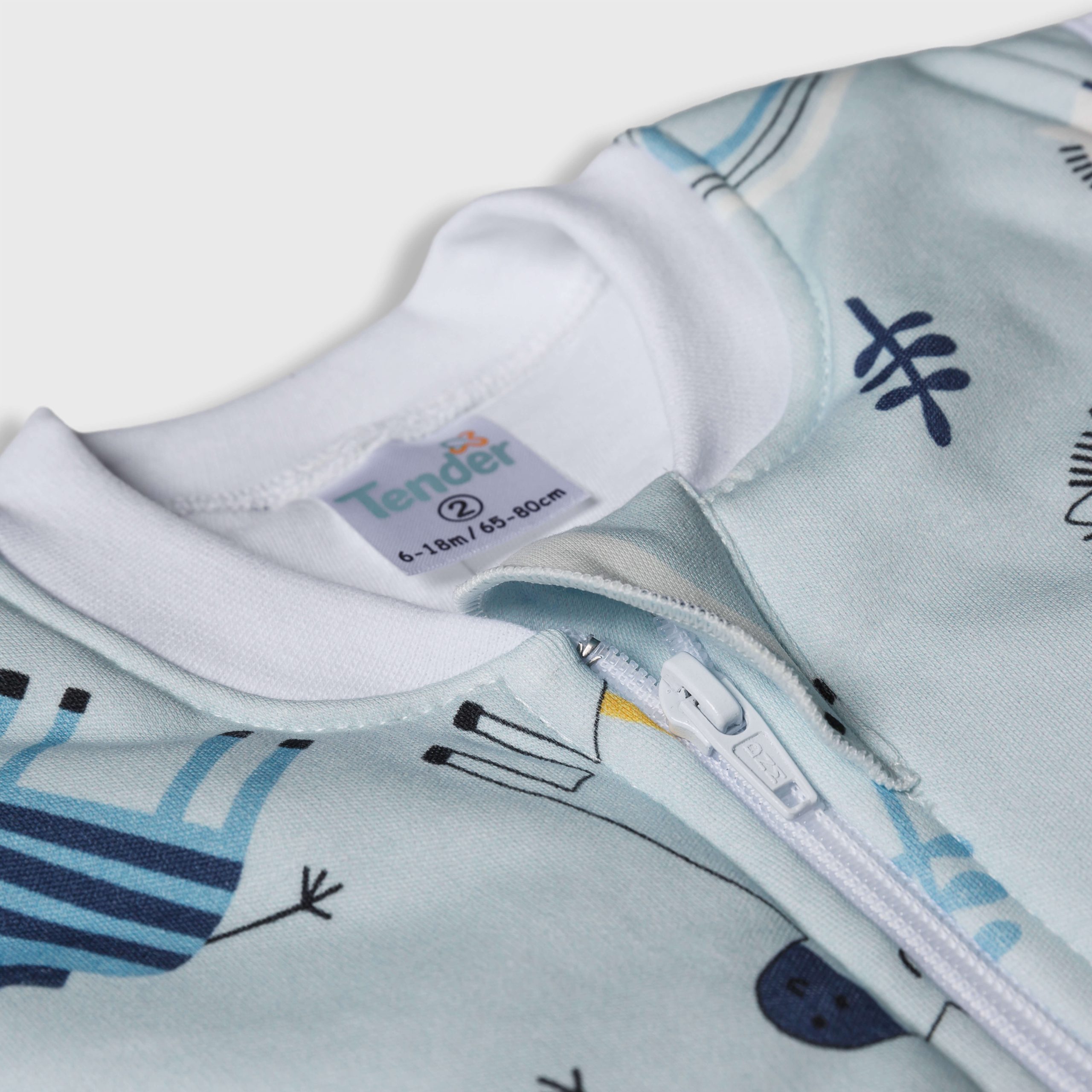 Tender Παιδικός Υπνόσακος Classic 2.5 Tog Με Οργανικό Βαμβάκι Πόδια και Αποσπόμενα Μανίκια Eco Zebra Σιέλ 27811